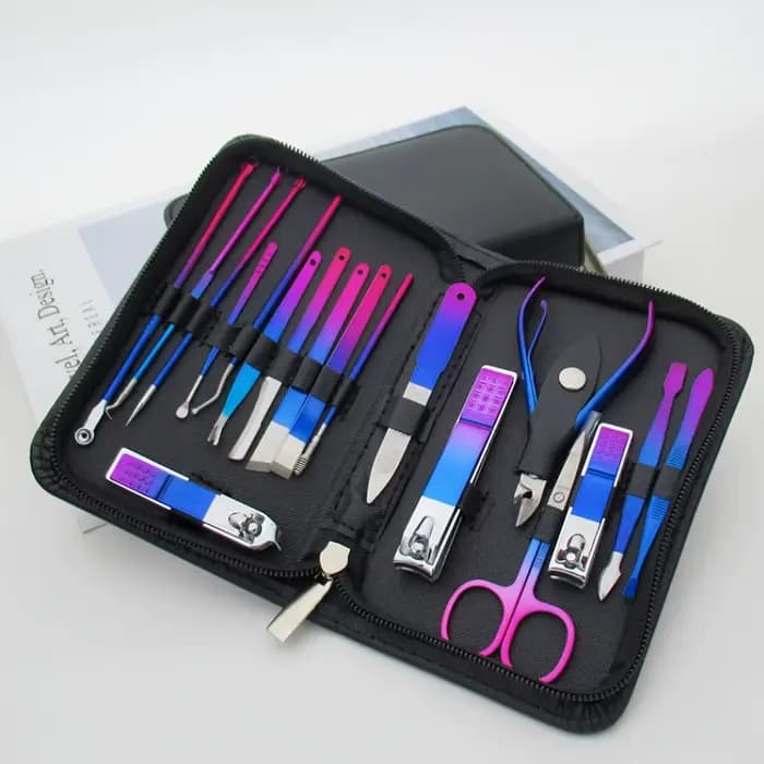 Kit de manucure et pédicure professionnel en acier inoxydable, soin des ongles de précision avec étu