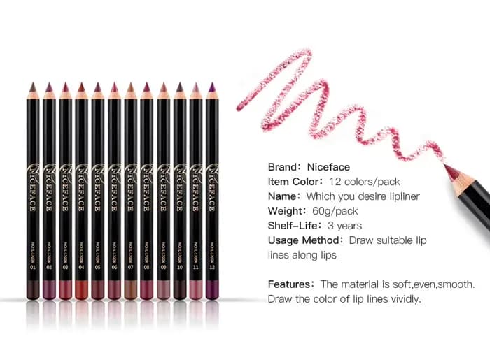 Maquillage 12 couleurs imperméable à l'eau crayon à lèvres crayon professionnel longue durée Eyeline
