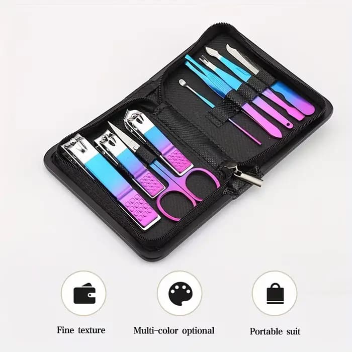 Kit de manucure et pédicure professionnel en acier inoxydable, soin des ongles de précision avec étu