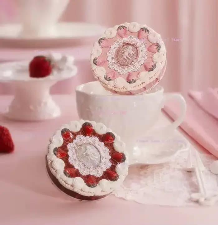 La fleur connaît la série Cupidon aux fraises, poudre pressée mate, mise au point douce, poudre de m