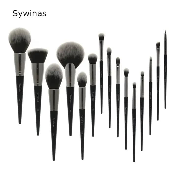 Sywinas-Kit de pinceaux de maquillage professionnels, poils synthétiques naturels noirs outils de ha