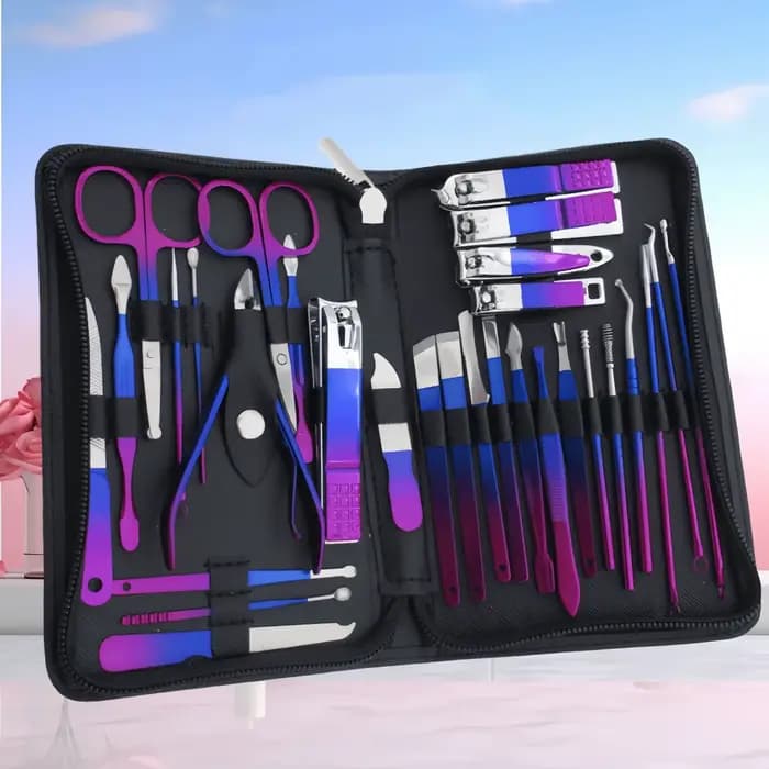 Kit de manucure et pédicure professionnel en acier inoxydable, soin des ongles de précision avec étu