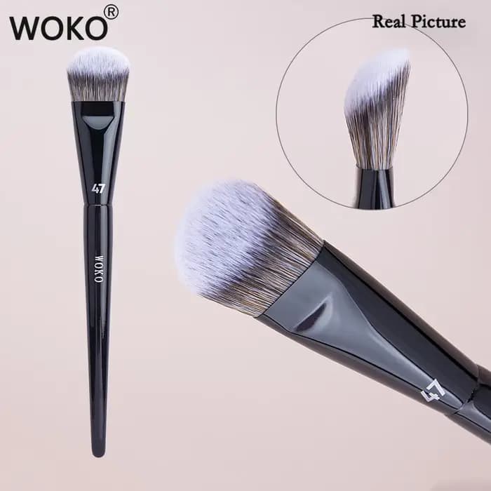 Pinceau de maquillage professionnel incliné, 47 pinceaux de fond de teint, ombre à barrage, liquide,