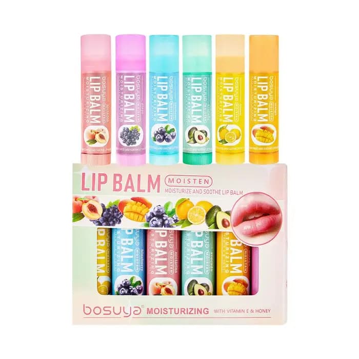 Assortiment de baumes à lèvres à saveur de fruits, 6/24 pièces, hydratant, nourrissant et prévient l