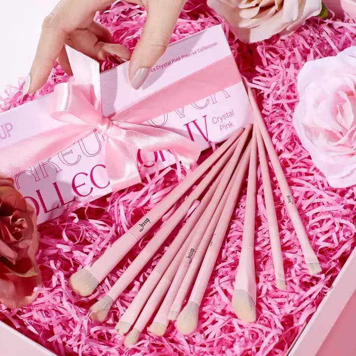 Set de pinceaux Jessup pour ombres à paupières Pinceau maquillage yeux rose Pinceau Correcteur Premi