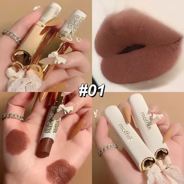 Rouge à lèvres en dentelle, 6 couleurs, imperméable, mat, rouge brique, tasse antiadhésive, baume à