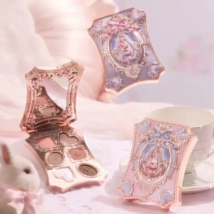 Palette de maquillage pour les yeux Flower Knows Bunny Garden Collection, 6 couleurs, avec pinceau,