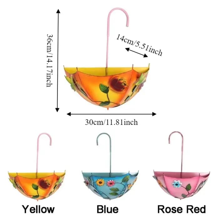Pot de fleurs décoratif en fer en forme de parapluie, panier à fleurs mural peu encombrant, support mural pour plantes succulentes, décoration intérieure
