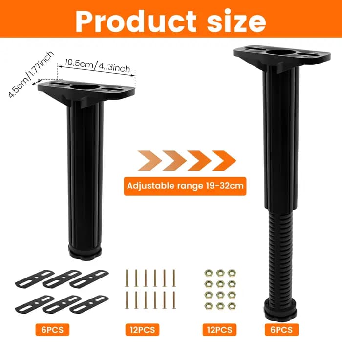 Poutre de support de lit télescopique améliorée, pied réglable, support de charge astronomique, support rapide, cadre de ket, lattes centrales, jambe, 6 pièces