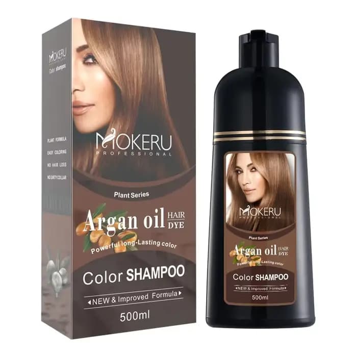 Mokeru Shampooing Colorant Permanent Naturel Bio pour Cheveux Bruns, Teinture Noire Longue Durée pour Femmes et Hommes, Couvre les Cheveux Blancs et Gris, Professionnel