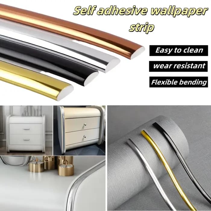 1PC 118.11 pouces ligne de décoration auto-adhésive étanche meubles bordure plafond bord bande autocollants fond mur garniture maison