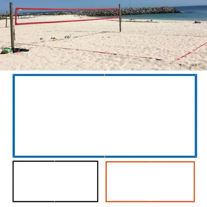 Lignes de délimitation durables pour terrain de beach-volley 26,3' x 52,6' avec sacs de sable