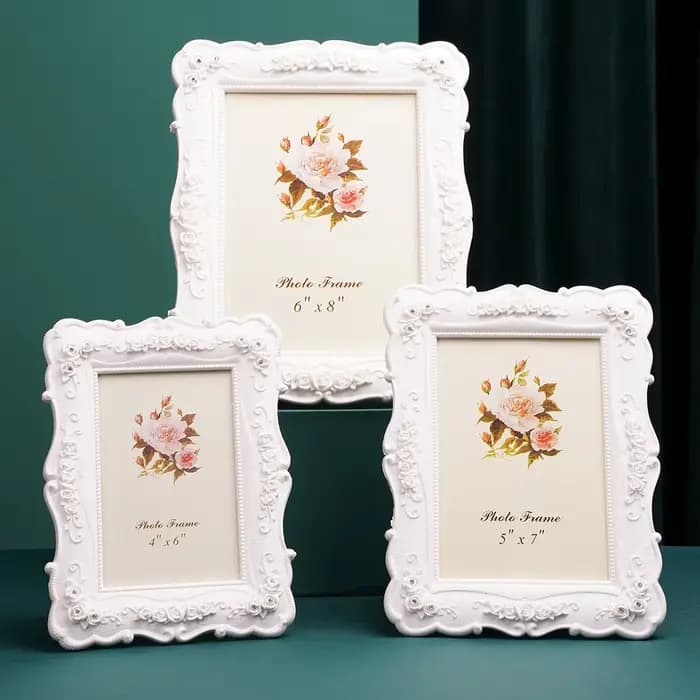 1 pièce, cadre photo simple en relief de rose blanche, adapté à la décoration de la maison comme article décoratif