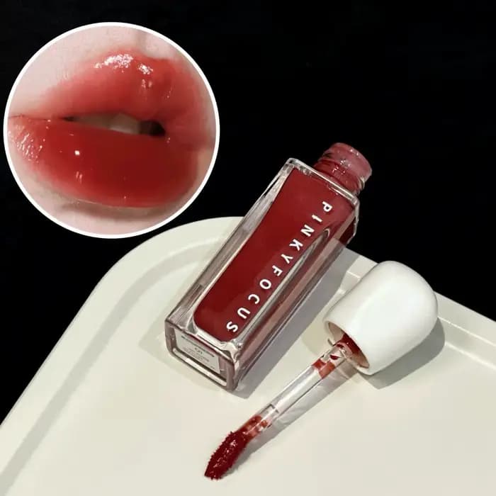 Pinkyfocus Glossy Lip Gloss Hydratant Imperméable Longue Tenue Sans Transfert Lèvres Repulpées Cadeau de Fêtes