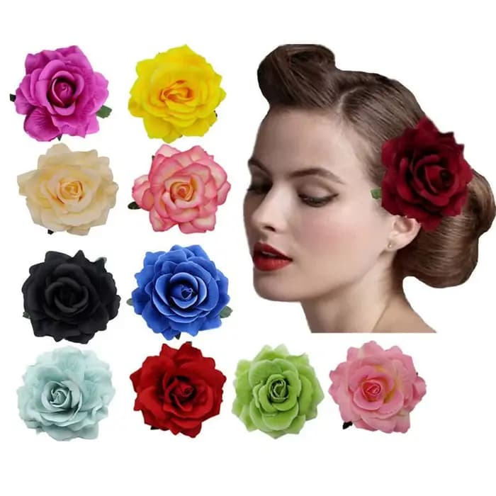 Fleurs de flamenco pour cheveux, coiffe DIY pour mariée, fleurs de rose rouges en tissu floqué, épingles à cheveux, pinces à cheveux, accessoires de fête pour cheveux
