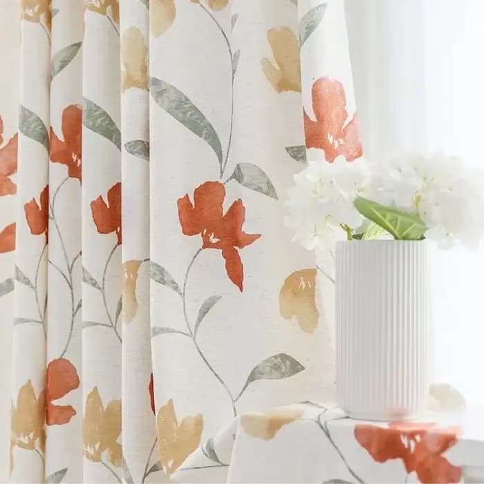 Rideaux imprimés pastoraux en coton et lin, peints à la main, pour salon, chambre à coucher, fenêtre française, balcon, produits personnalisés