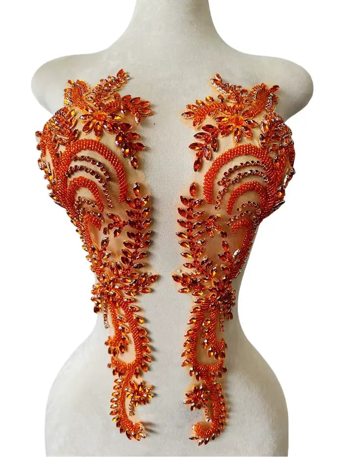 18 couleurs col en V profond une paire d'accessoires de robe de soirée perles Tulle vêtements décoration à la main strass matériel de buste de bal