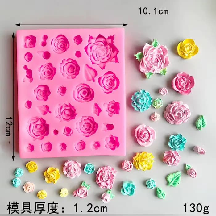 Nouveau moule Fondant Rose chocolat gâteau cuisson moule outils à la main argile résine goutte à goutte fleurs et feuilles décoratives moules en Silicone
