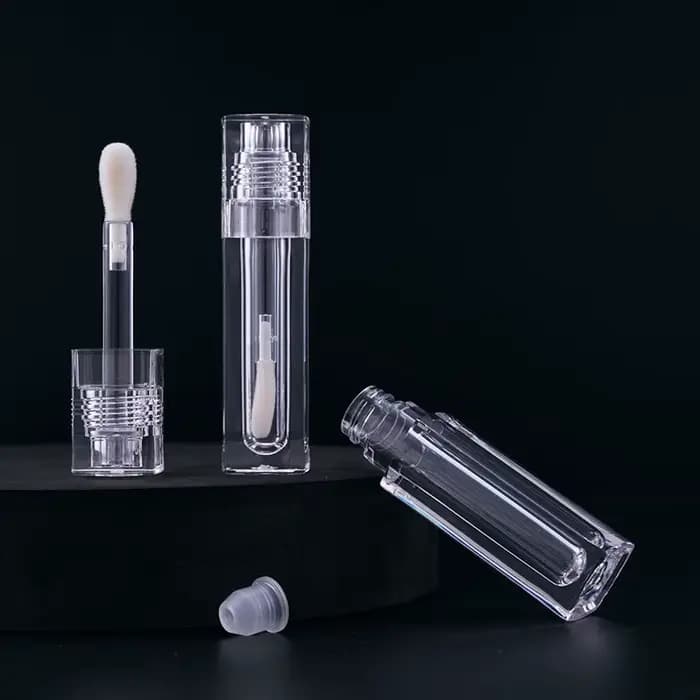 Tube de brillant à lèvres portable de 4 ml – Récipient vide transparent avec grande brosse et tige applicatrice épaisse