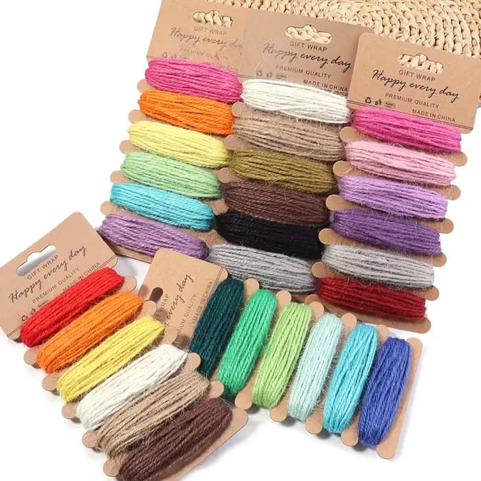 Corde de Jute naturelle colorée en lin et chanvre, 1 planche de 2mm, pour bricolage, vêtements de maison faits à la main, accessoires de décoration de couture, vente en gros