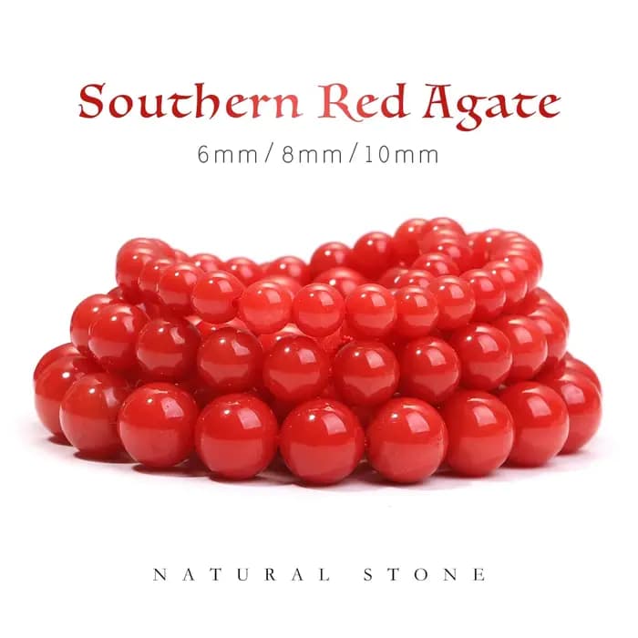 Perles rondes en pierre série rouge, perles d'espacement amples pour la fabrication de bijoux, breloques, bracelets, colliers, boucles d'oreilles, accessoires 4 6 8 10mm