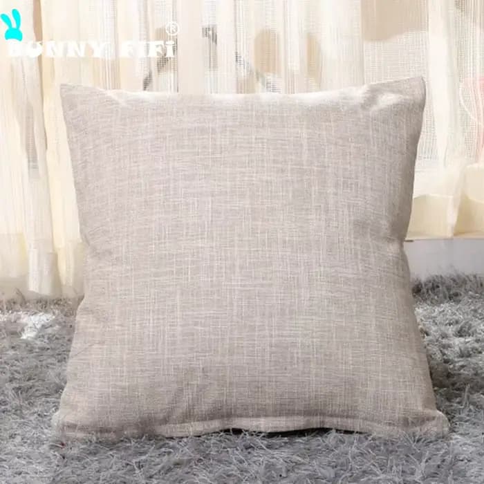Housse de coussin en coton et lin pour la maison, taie d'oreiller décorative, couleur unie, jaune, gris, bleu, vert, Orange, blanc, 45x45CM