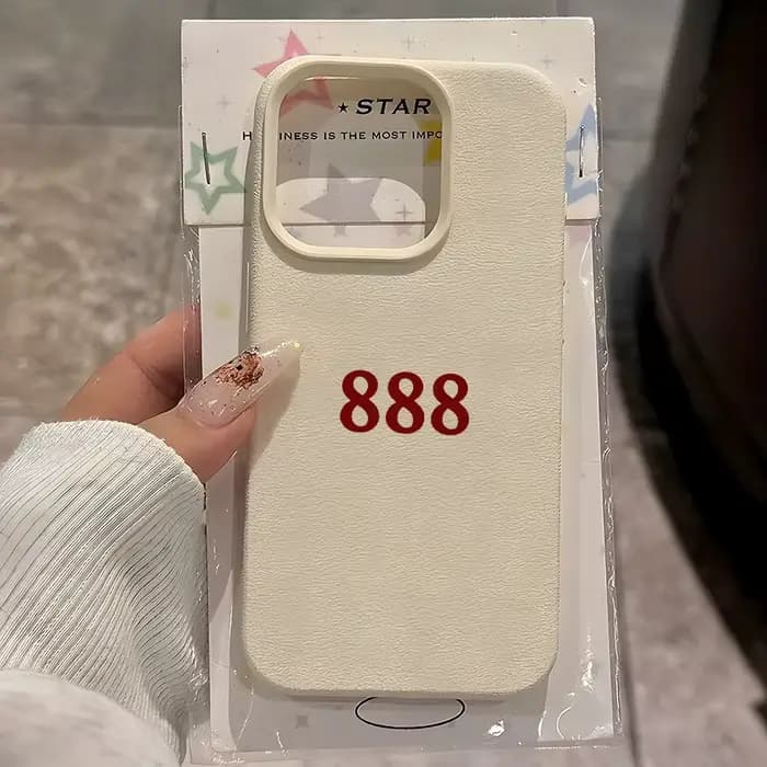 Coque de téléphone souple antichoc motif lychee rouge numéro 888 pour iPhone 17 16 15 14 13 12 11 Pro Max 14 15 Plus 17 Air X Xs XR