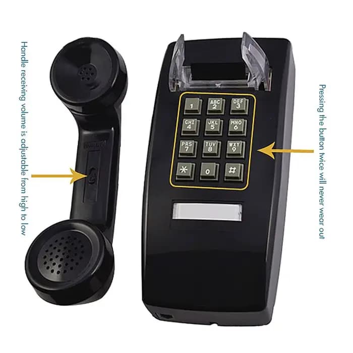 Téléphone fixe filaire mural, avec sonnerie forte et contrôle du volume du combiné, indicateur de l'appelant, flash teleEco