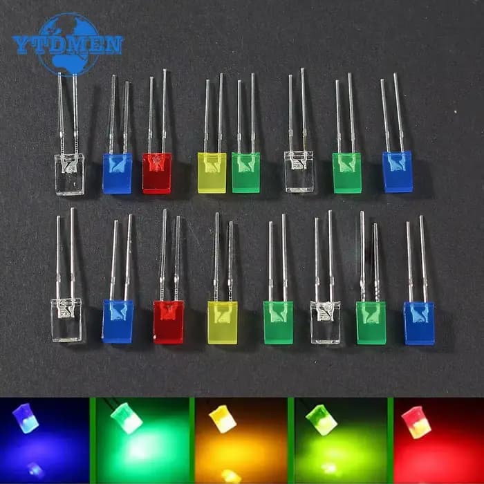 100 pcs/lot carré 2*5*7mm Diode LED 2X5X7mm 5 couleurs rouge jaune vert bleu blanc Kit de diodes électroluminescentes LED pour bricolage électronique