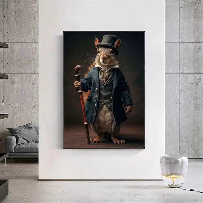 Affiches imprimées sur toile avec Portrait d'animaux Steampunk, images rétro, peinture murale d'art pour décoration de salon et de maison