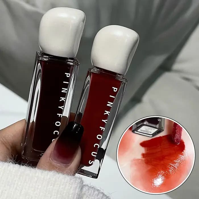 Pinkyfocus Glossy Lip Gloss Hydratant Imperméable Longue Tenue Sans Transfert Lèvres Repulpées Cadeau de Fêtes