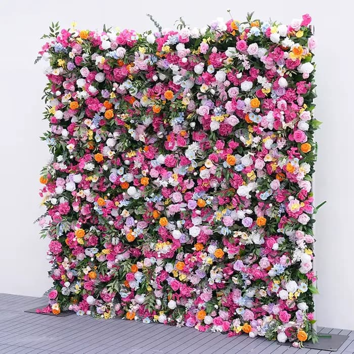 Décor d'arrière-plan de mariage, Rose colorée, tissu de verdure, mur de fleurs, fournitures de fête de Banquet, accessoires Photo de scène, affichage de fenêtre H8902
