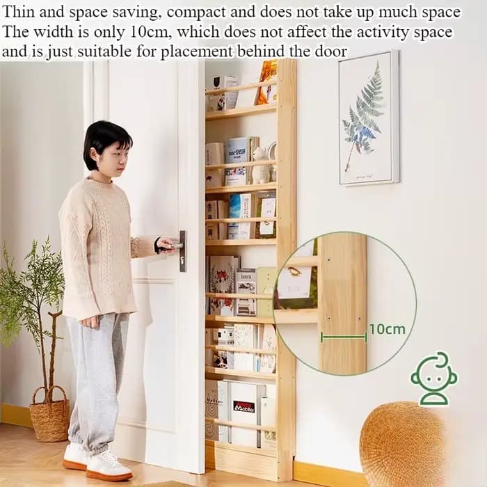Bibliothèque Simple en bois massif, du sol au plafond contre le mur, bibliothèque pour enfants, support pour livres d'images, support de rangement