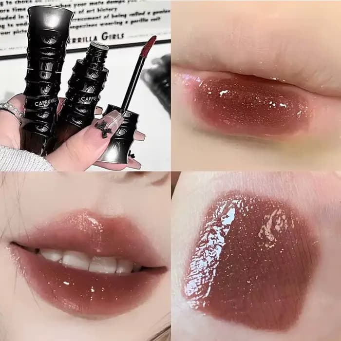 Gloss à lèvres rouge foncé style punk