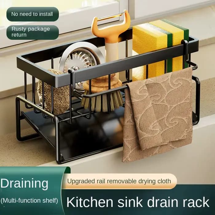 Étagère de cuisine en acier inoxydable, égouttoir à éponge, égouttoir d'évier, fournitures de vaisselle, rangement de torchons, égouttoir