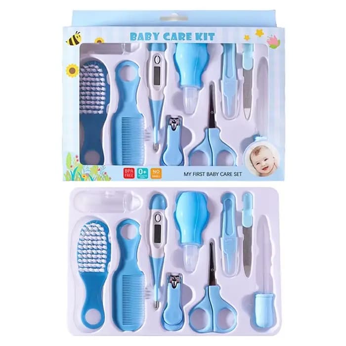 Kit de soins de santé pour bébé, 10 pièces/ensemble, pour enfants, ongles, cheveux, thermomètre, brosse de toilettage, tondeuse, anneau de dentition, brosse à dents, essentiels pour bébé