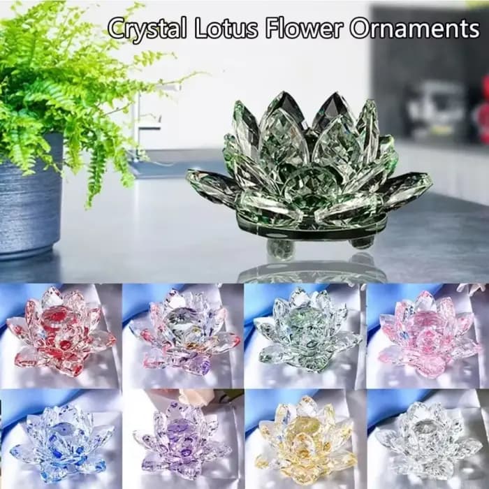 Figurine de fleur de Lotus en cristal, 80mm, réflexion Feng Shui, décoration de maison, Collection artisanale en verre, ornements de Table, Souvenir