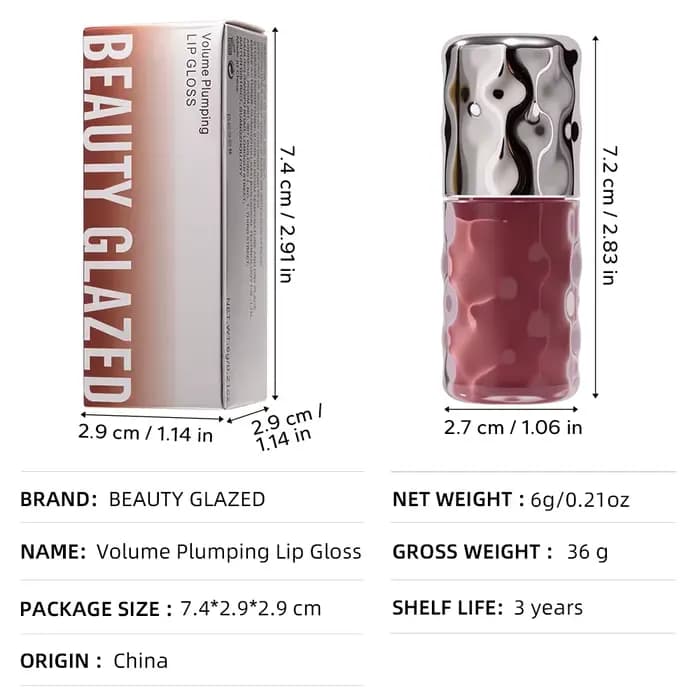 Gloss à lèvres volumisant Beauty Glazed 6 couleurs