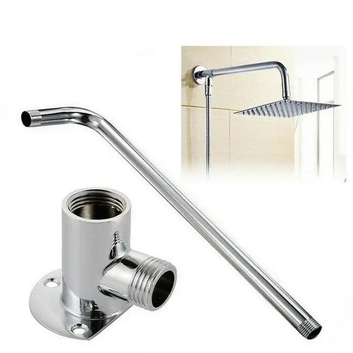Bras de douche tuyau inférieur pomme de douche murale bras d'extension Joint buse de douche accessoires en acier inoxydable Base fixe de douche