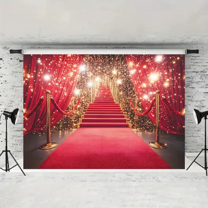 1 arrière-plan de photographie élégant sur tapis rouge et étapes - parfait pour les types de mariage, de fête et de studio à domicile