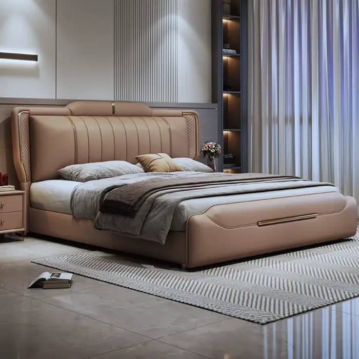Lit de Support de jambe en métal, espace de rangement rembourré et étanche, cadres de lit modernes de luxe, meubles de chambre à coucher Para El Hogar