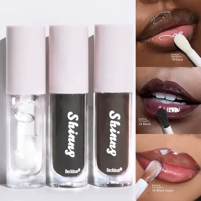 Gelée noir huile à lèvres brillant à l'eau miroir glaçure