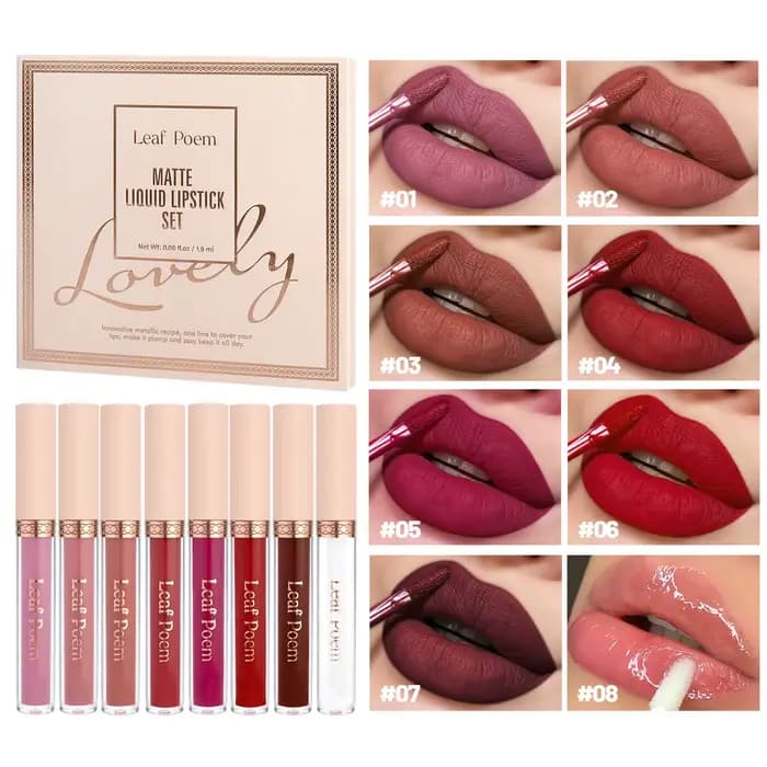 8 pièces de rouge à lèvres liquide mat