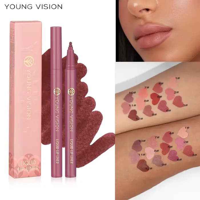 LANGMANNI Stylo liner à lèvres liquide mat velouté 12 couleurs pour la définition des contours