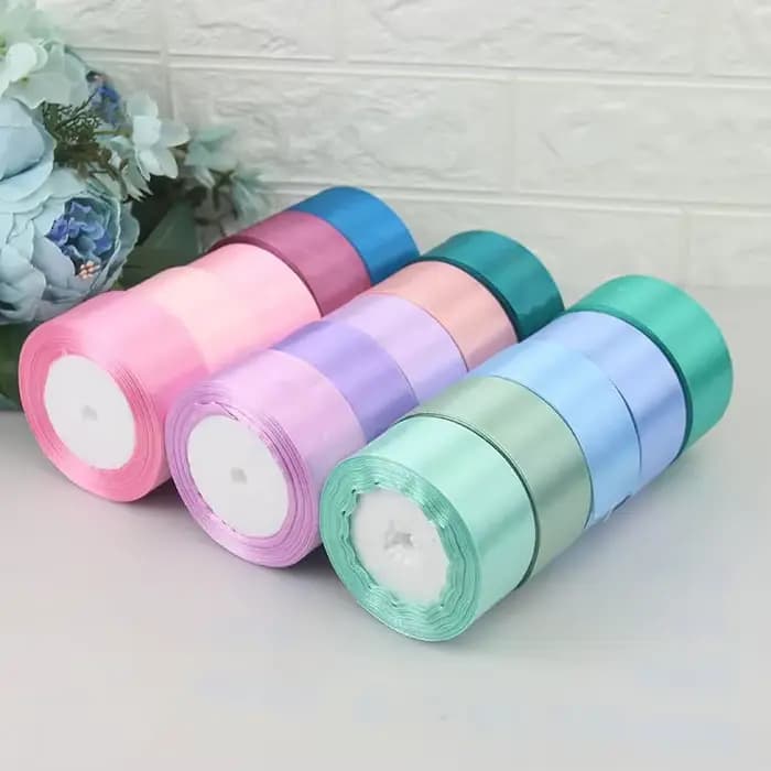 Rubans en Satin Décoratifs pour ixd'Anniversaire, Mariage, Blanc, Noir, Bleu, Rose, Violet, Vert, Rouge, Orange, Jaune, 22 Mètres