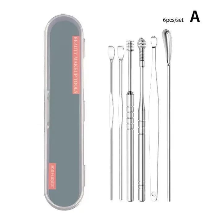 6/7/8 pièces ensemble cueilleurs de cire d'oreille nettoyage acier inoxydable cure-oreille dissolvant de cire Curette cure-oreille nettoyant oreille nettoyant cuillère soin oreille