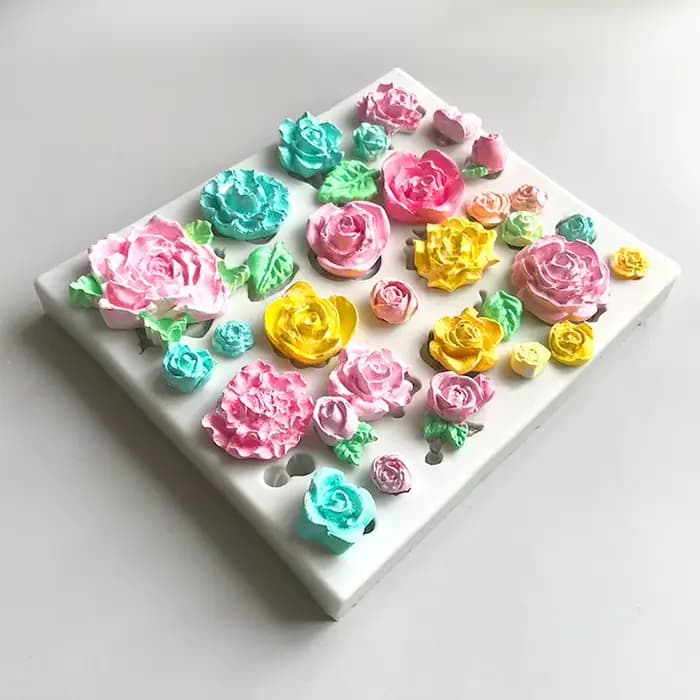 Nouveau moule Fondant Rose chocolat gâteau cuisson moule outils à la main argile résine goutte à goutte fleurs et feuilles décoratives moules en Silicone