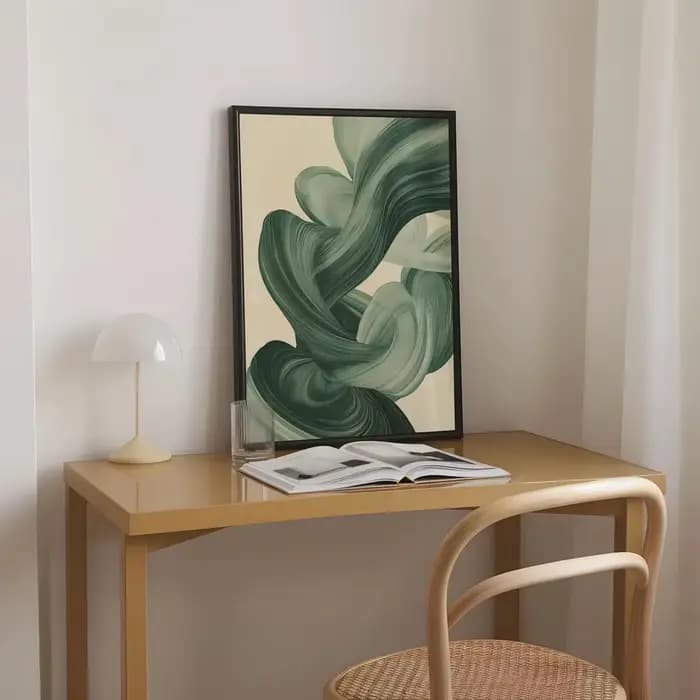 Art mural moderne du milieu du siècle en vert sauge, impression d'art abstrait moderne, art mural Japandi, affiche en vert sauge, art au-dessus du canapé, imprimable