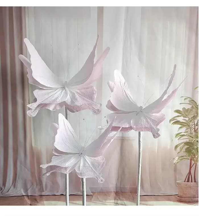 Fleur Papillon Artificielle en Papier, Décoration Murale de Fond de Mariage, Accessoires d'Exposition de Fenêtre pour ixd'Anniversaire