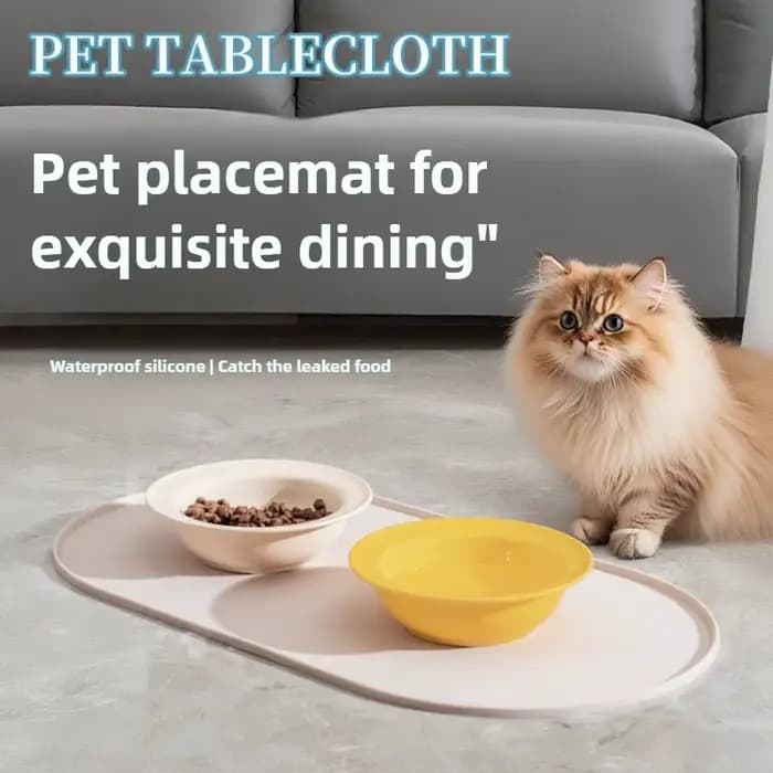 Tapis d'alimentation pour chat avec conception imperméable antidérapante, tapis de nourriture pour animaux de compagnie, Compatible avec les bols pour chat/chien, les ménages multipets, les propriétai